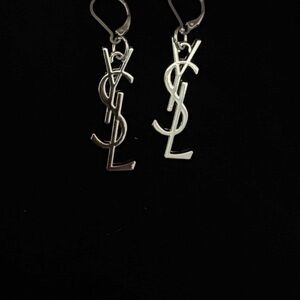 Handmade zipper pull Silver Logo Earrings